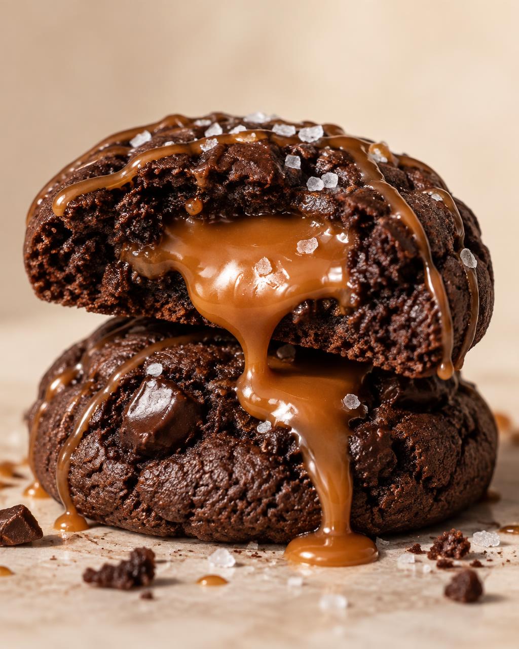 Galleta de cacao rellena de caramelo