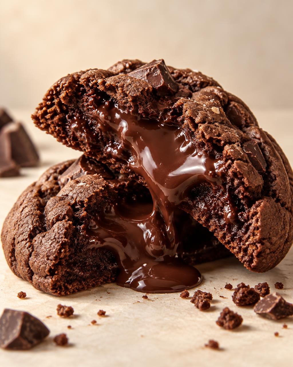 Galleta rellena de chocolate fundido